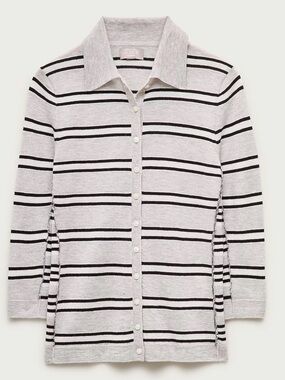 NWT J. Crew Featherweight cashmere collared cardigan in mixed stripe